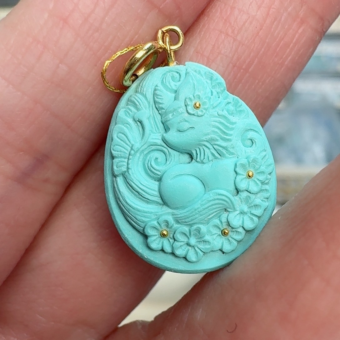 绿松石珠宝奇石18K金镶嵌