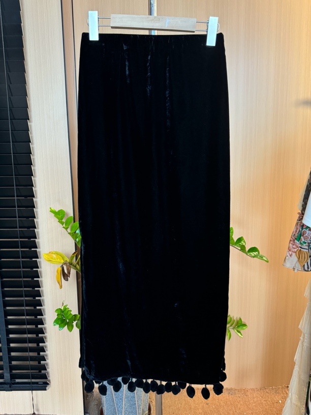 时尚气质定制中长款松紧腰开叉半身裙