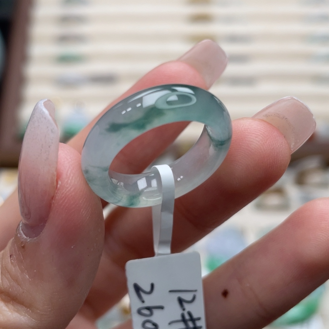 翡翠未镶嵌戒圈a20港圈12冰胶底冰飘花