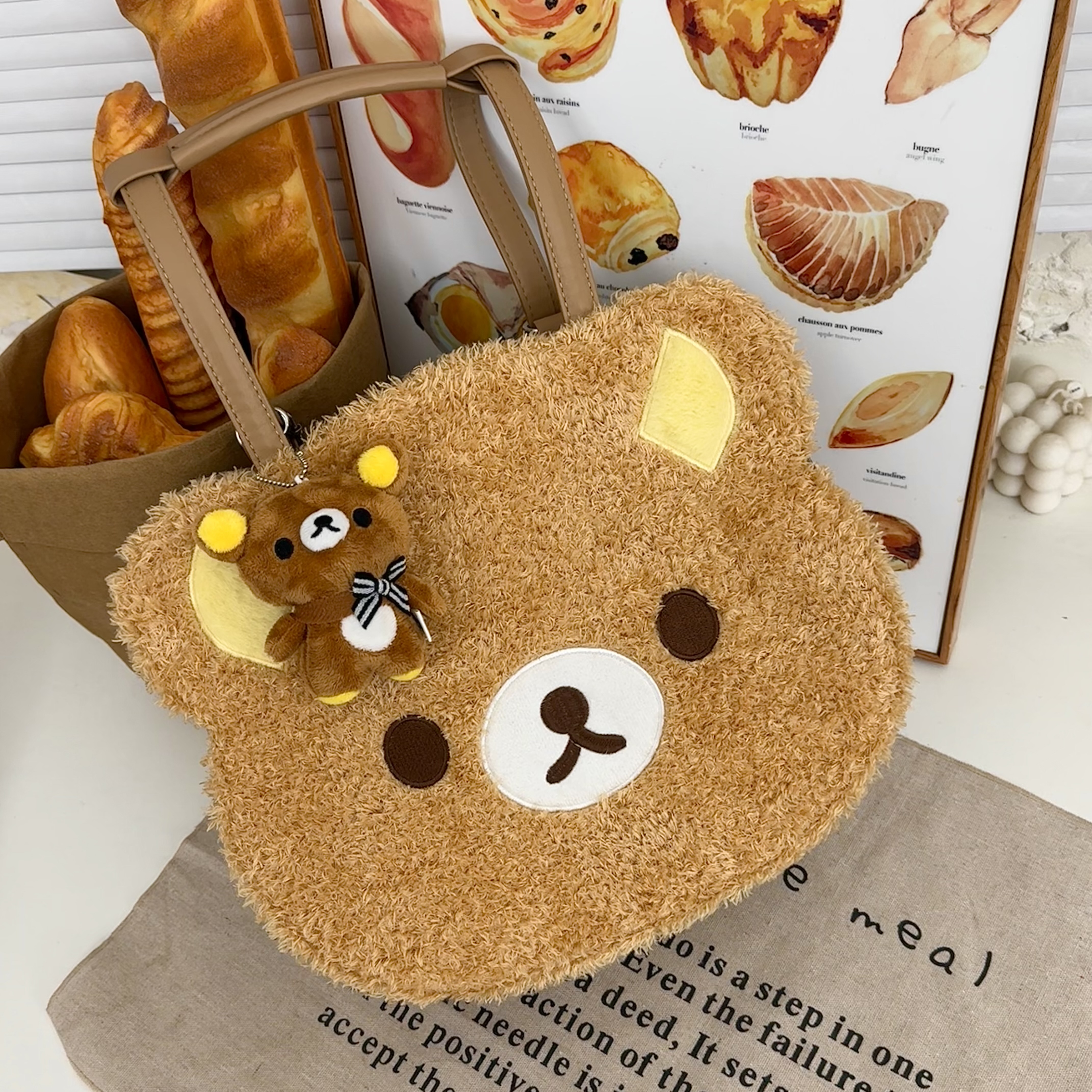 大容量轻松熊毛绒可爱时尚百搭潮流卡通单肩斜挎双肩包包