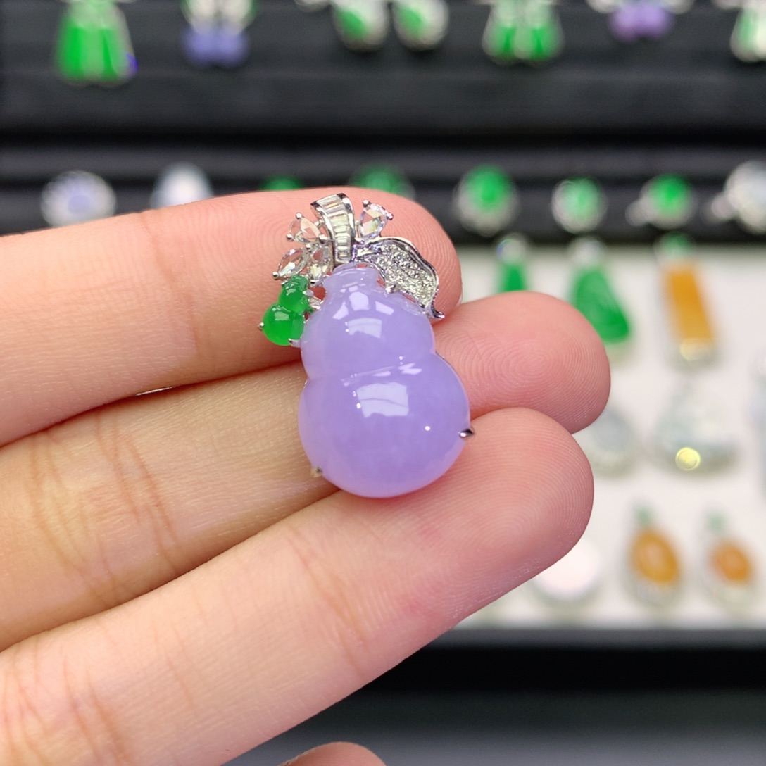 翡翠18K金镶嵌吊坠(不含链)