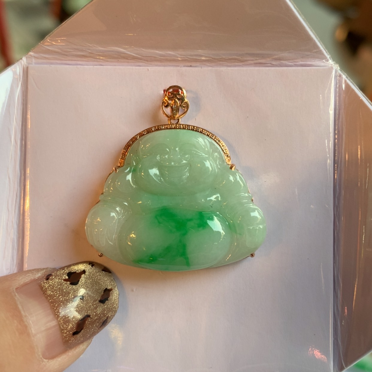 【闪购商品】翡翠颈饰18K金镶嵌佛公