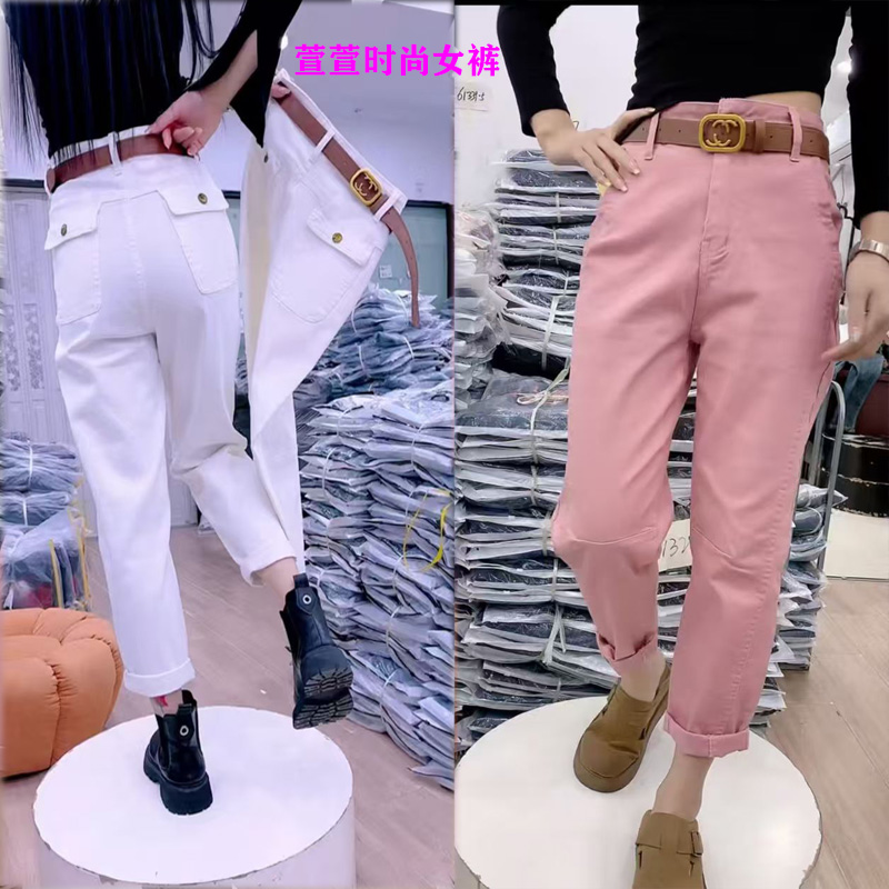 女早春新款2025工装裤九分哈伦裤宽松显瘦韩版高腰裤纯色休闲裤潮