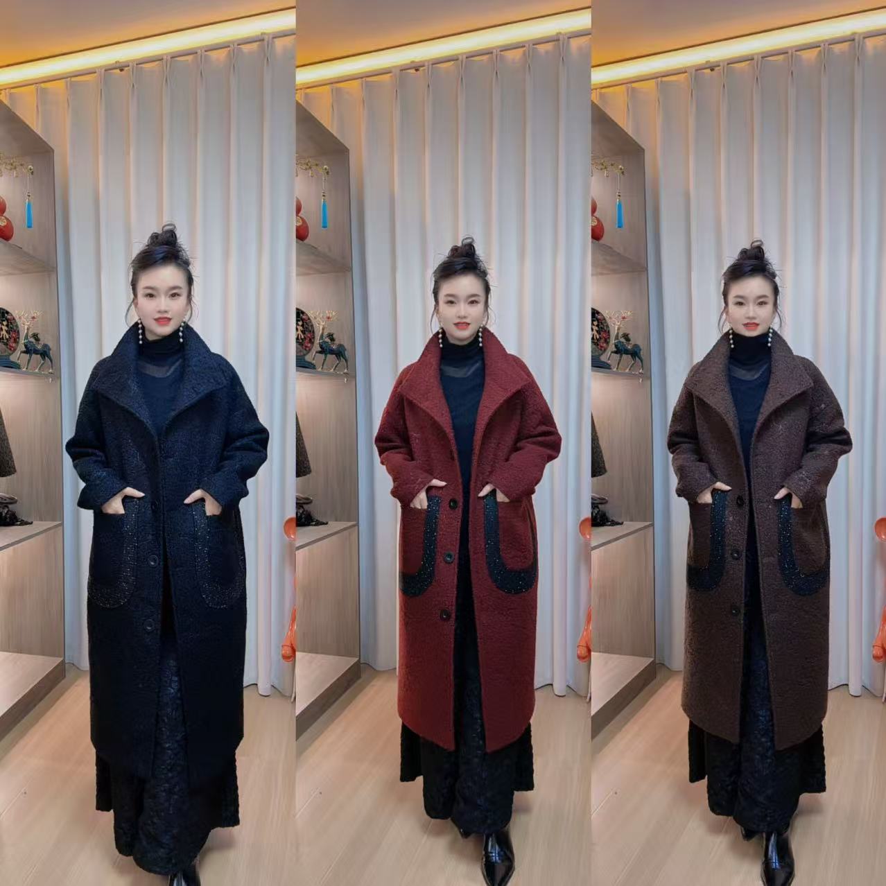 026款立领洋气韩版长款冬季大衣秋冬外套