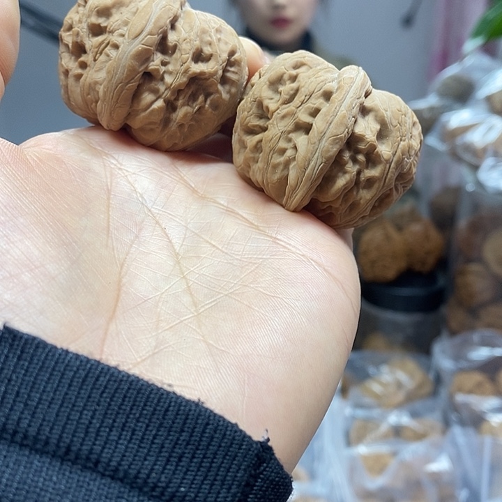 文玩核桃把件43平谷元宝尖黄