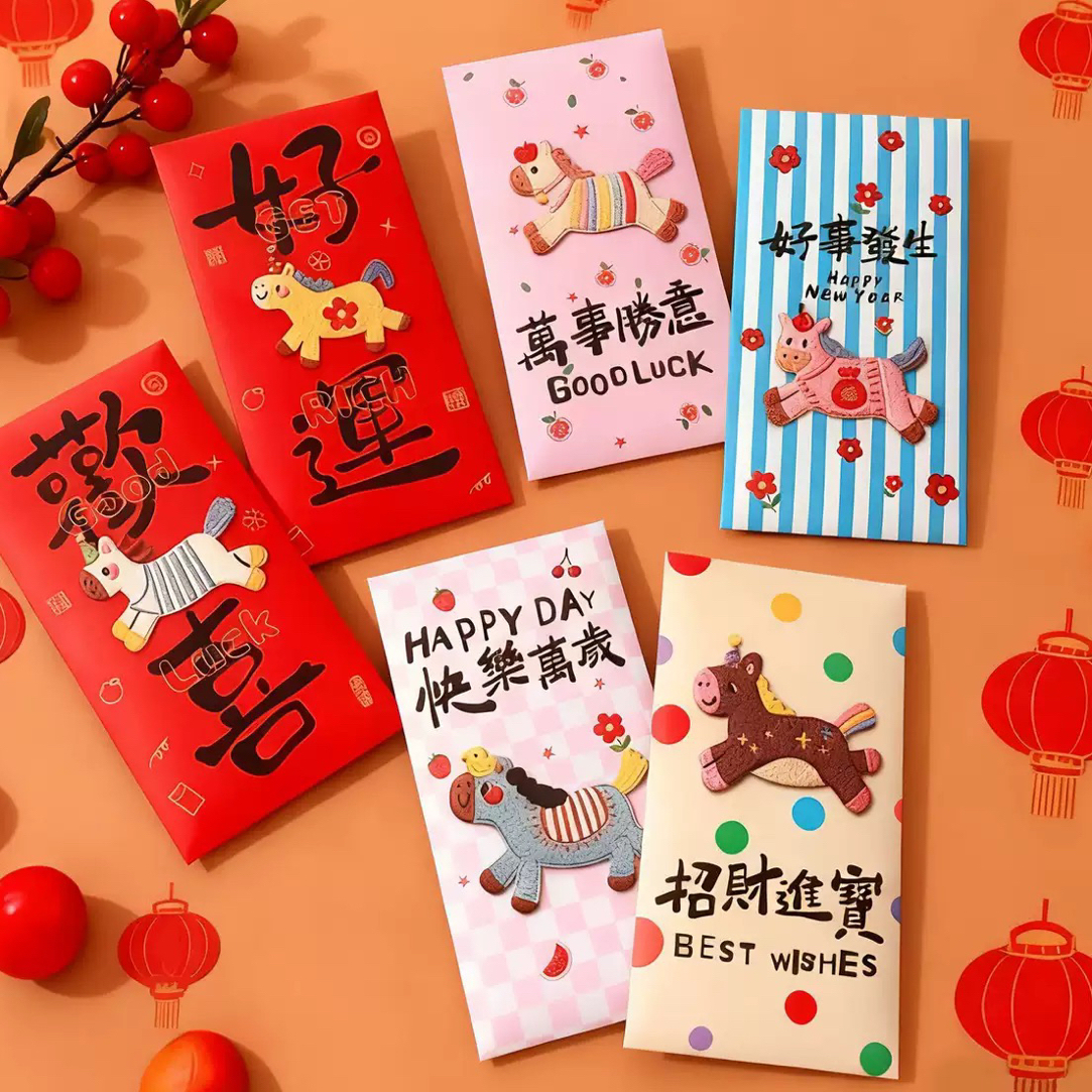 马年立体刺绣新款高颜值新年结婚生日通用利是封喜庆