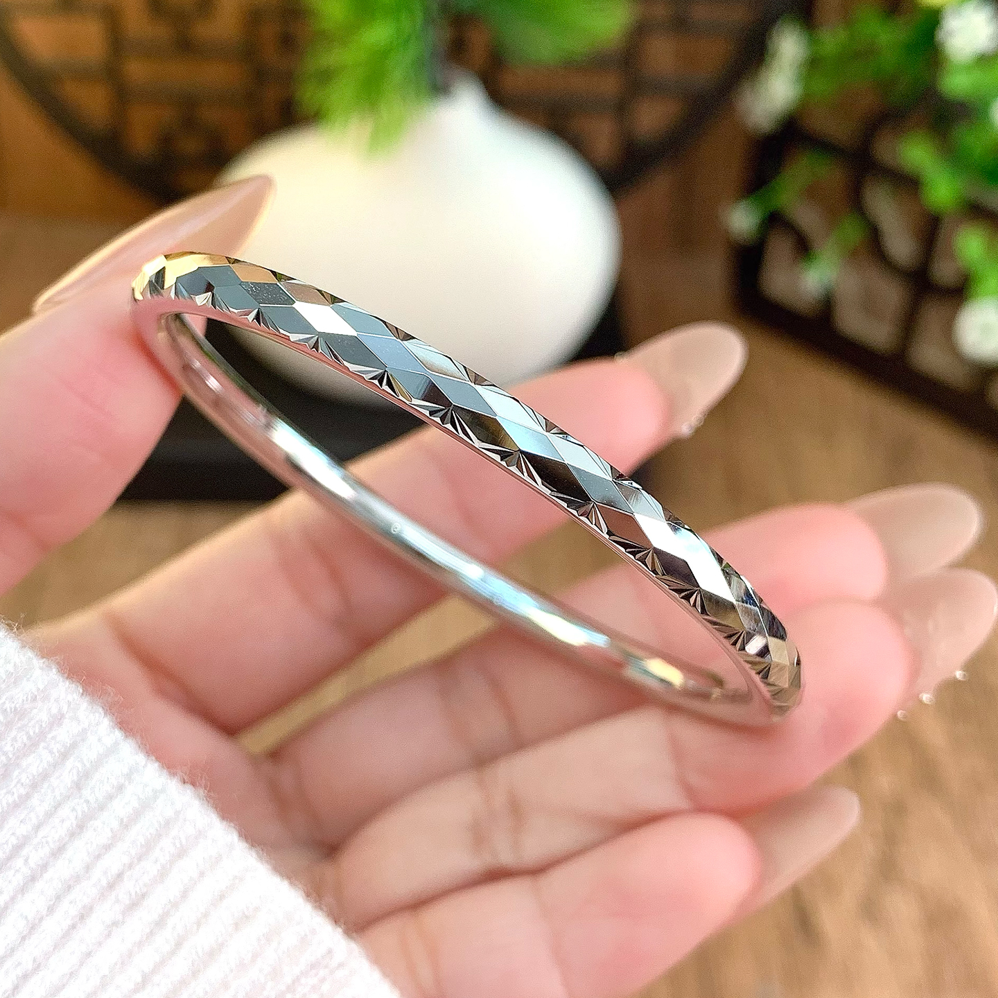 pt950铂金手镯镭射正圆固口手镯铂金首饰珠宝饰品深圳水贝女款