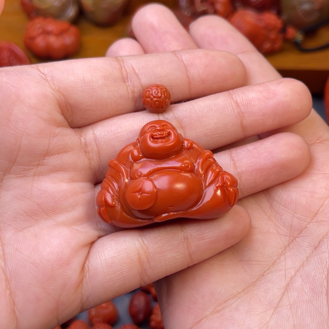 宝***招南红玛瑙未镶嵌川料瓦西佛公吊坠