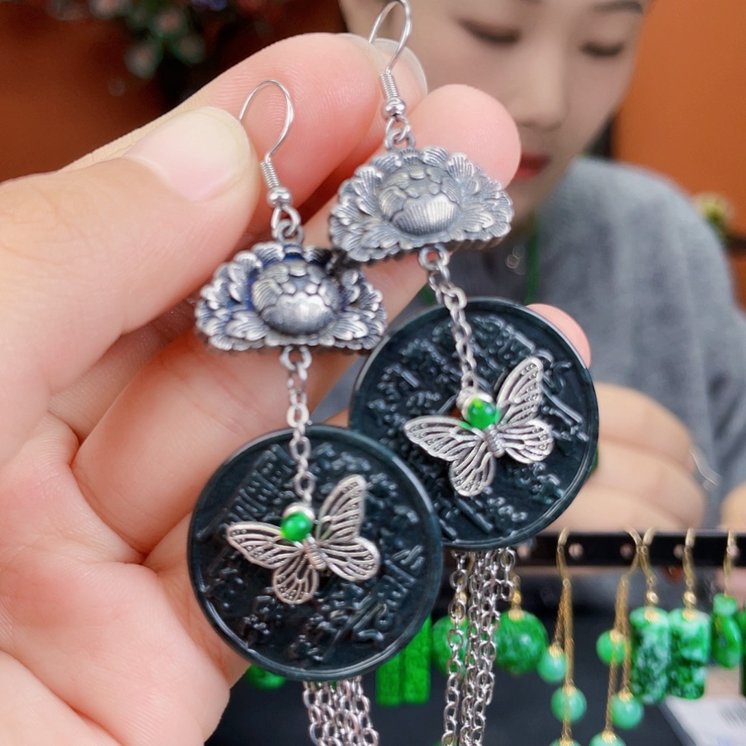 翡翠未镶嵌耳饰饰品