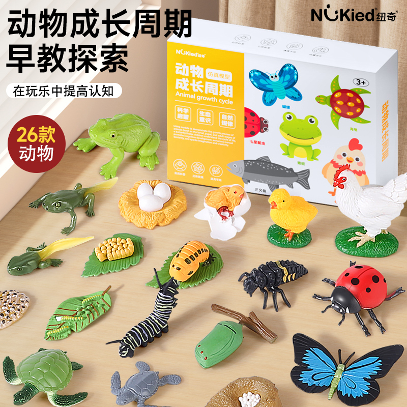 NUKied/纽奇仿真动物模型构建动物成长周期早教启蒙益智玩具