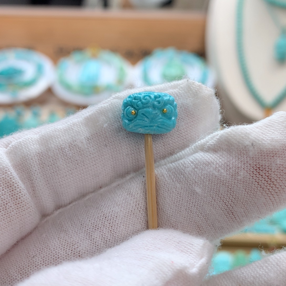 绿松石未镶嵌绿松石醒狮