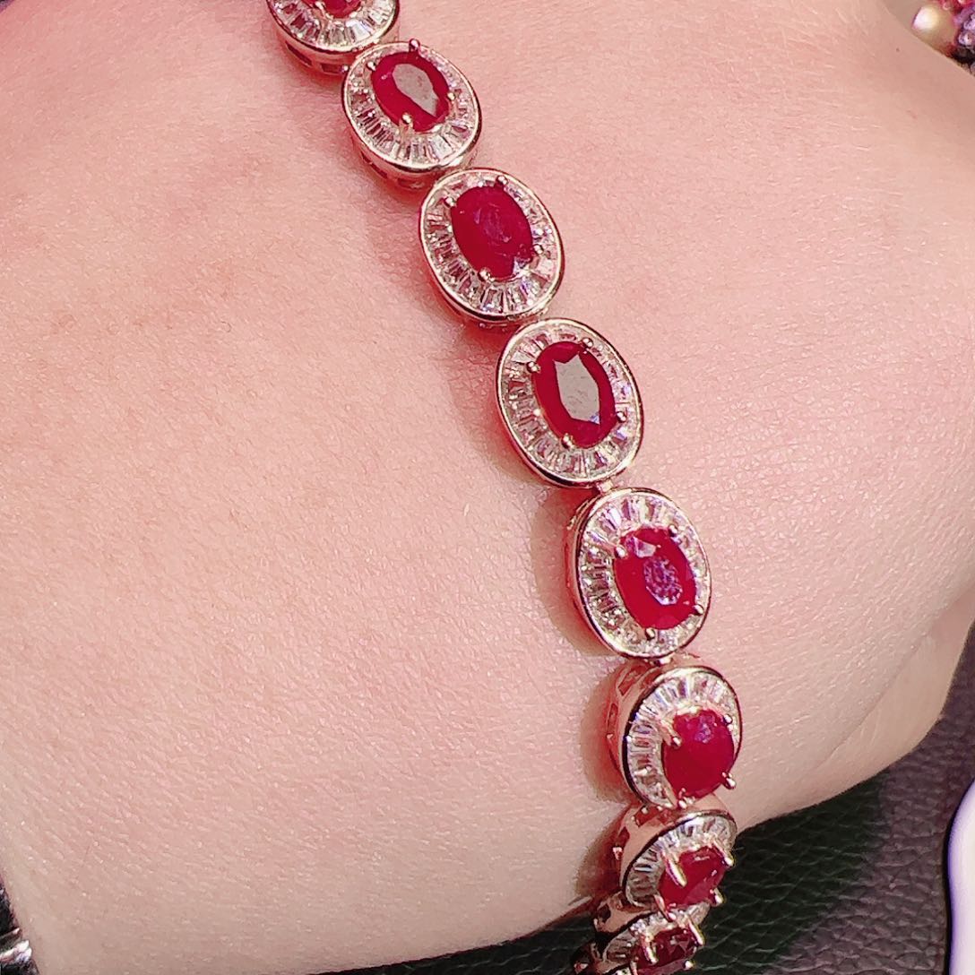 红宝石手链银S925镶嵌