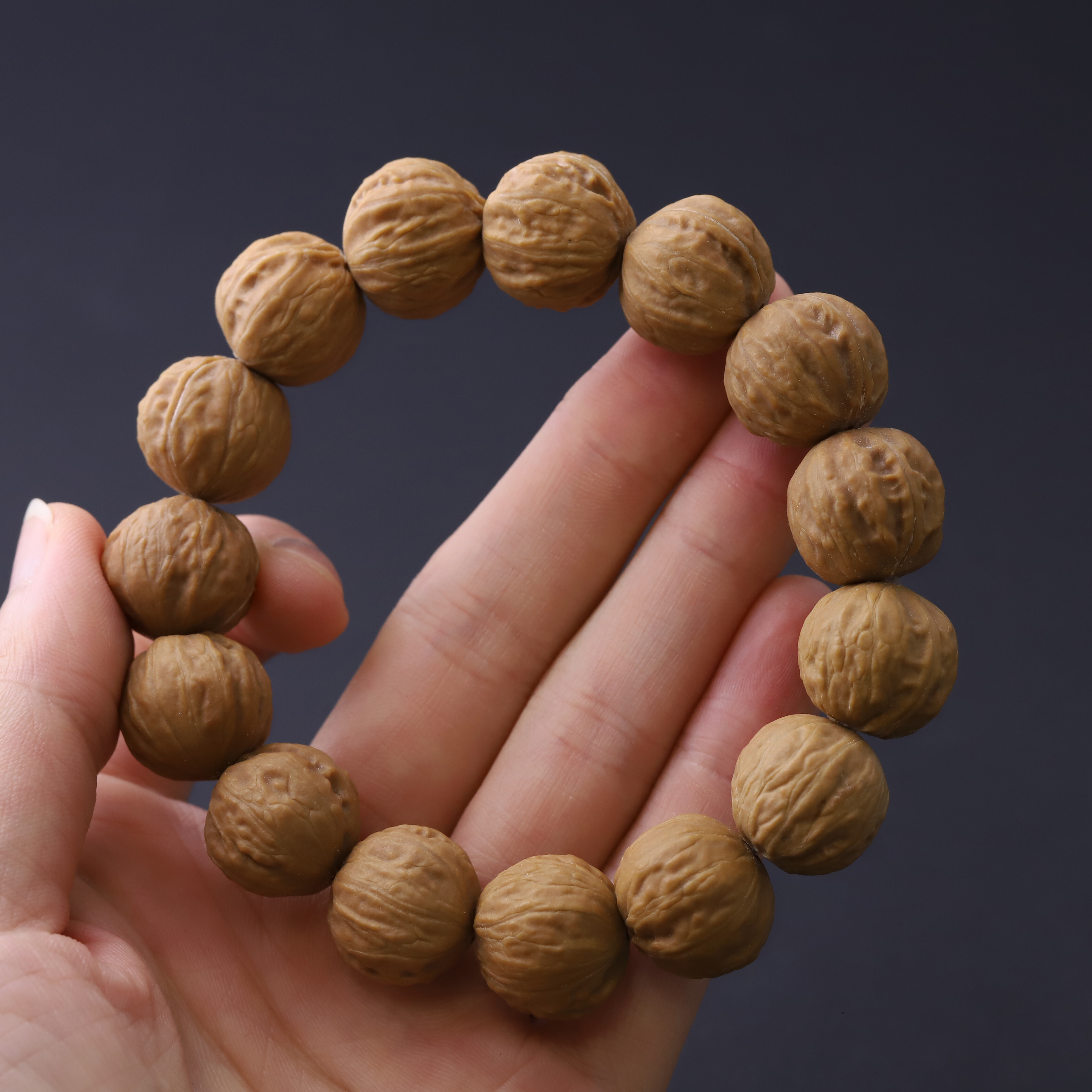 S1111*5【蛤蟆背】小众纯野矮桩近正圆小核桃文玩单圈手串