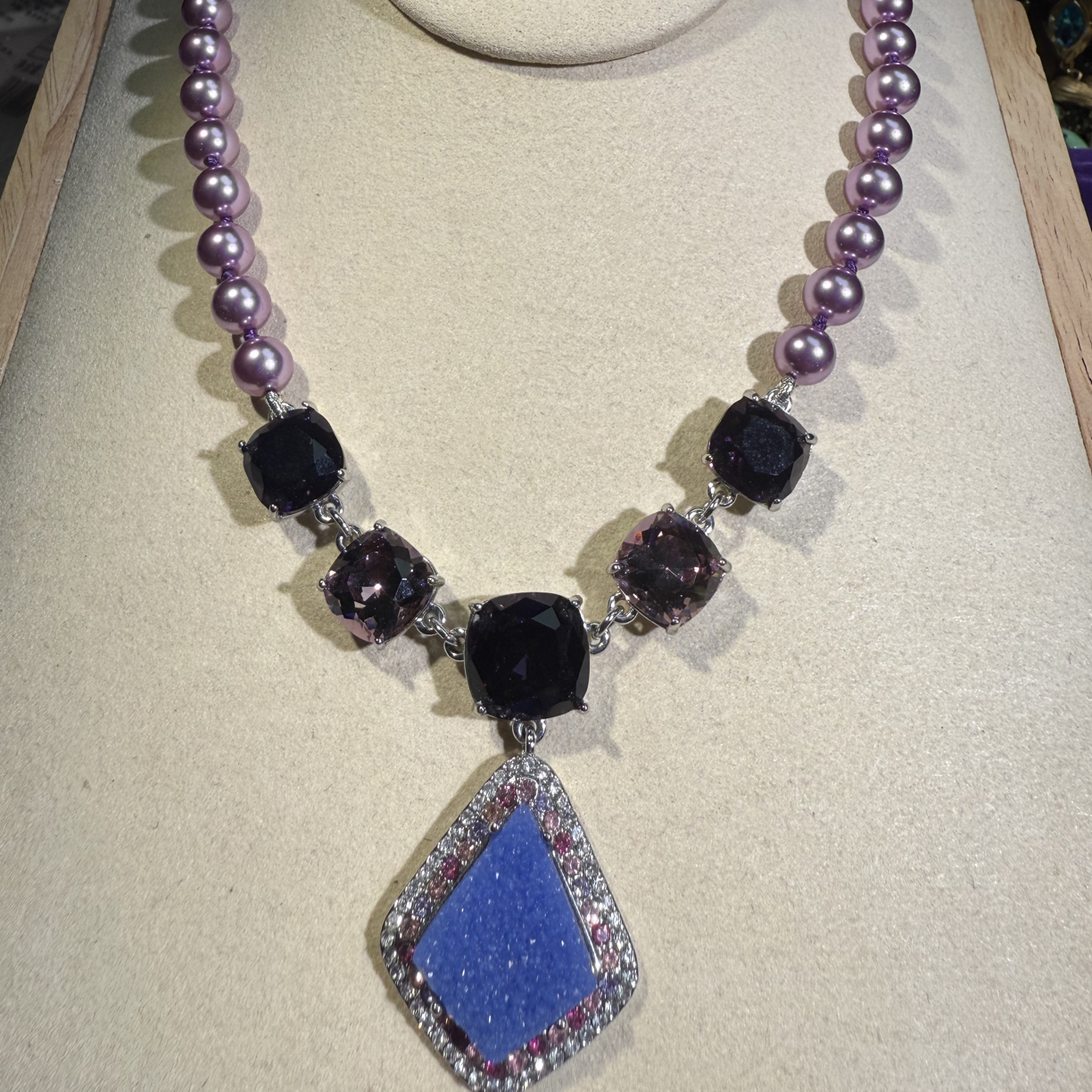 合金玻璃项链 特清耳饰项链套装有延长链