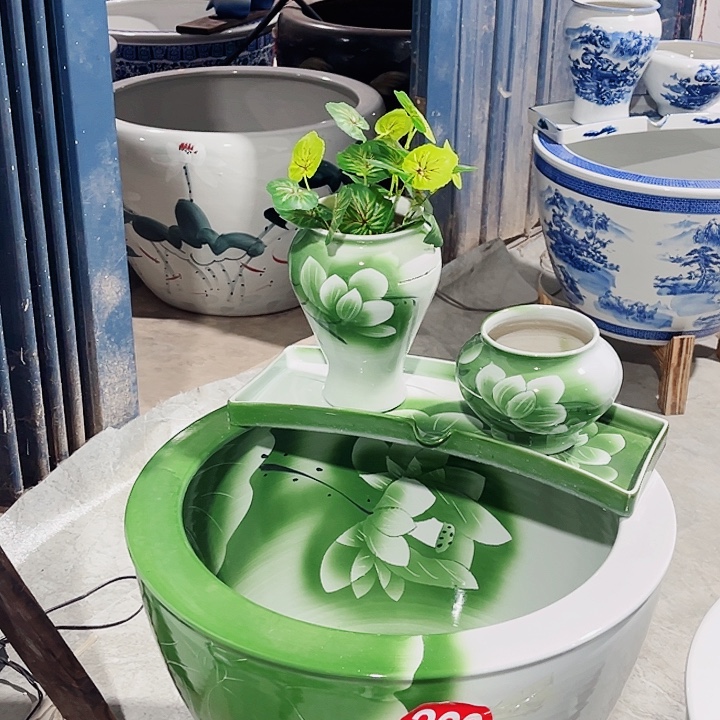 Y***亮景德镇陶瓷鱼缸艺术直径62高度42