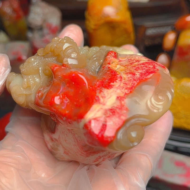 昌化石昌化鸡血石精品摆件