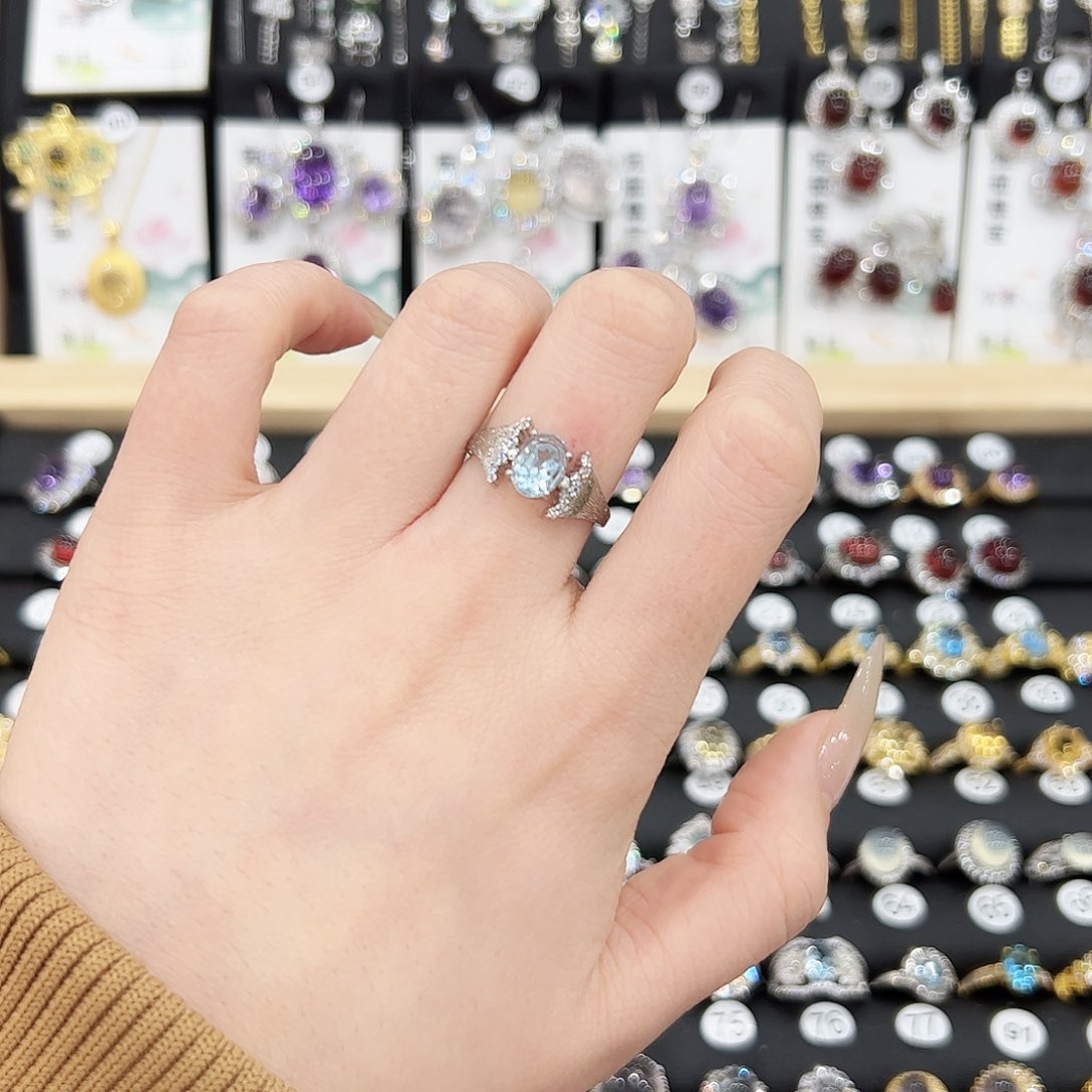 托帕石戒指银S925镶嵌戒指