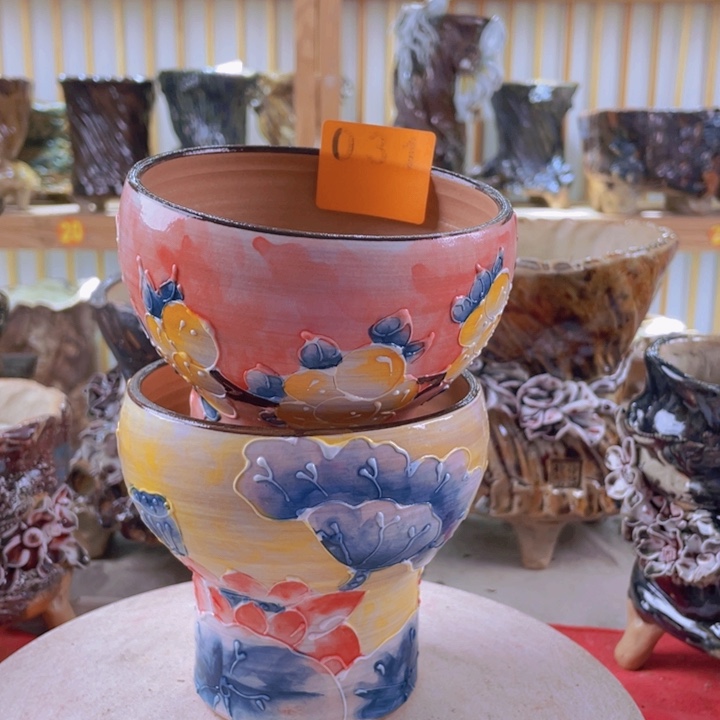 紫砂花盆景德镇陶瓷031