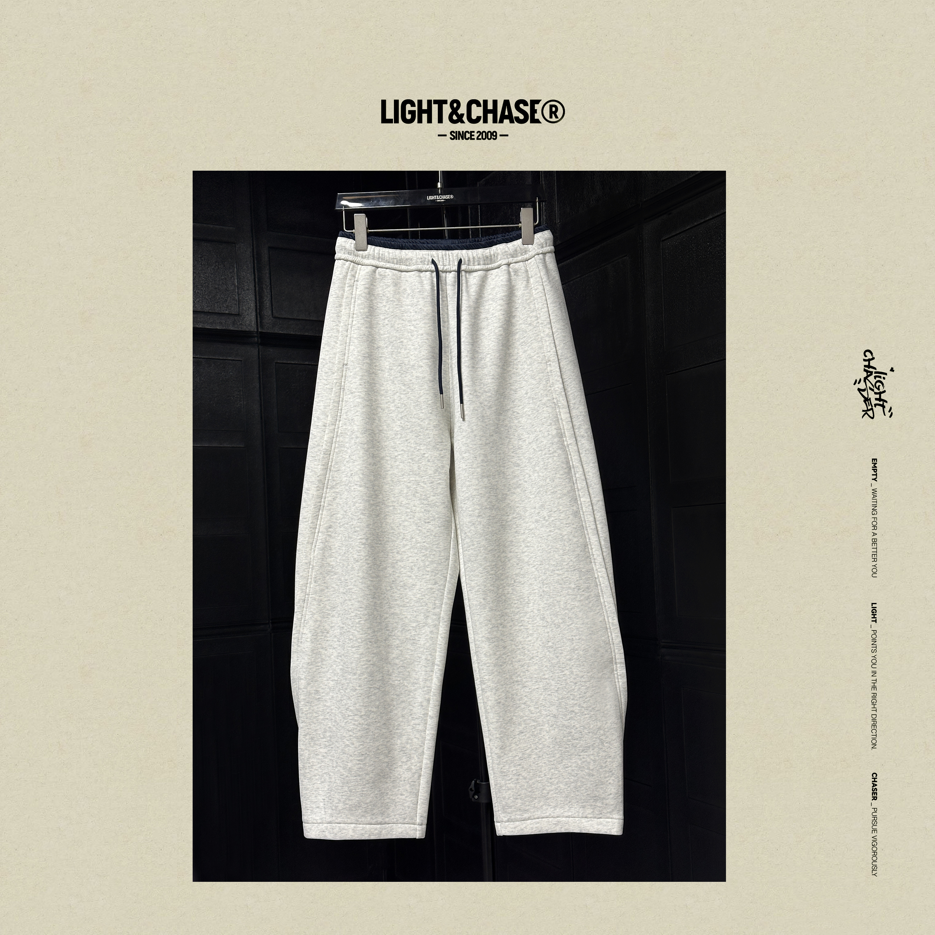 【解构亲肤绒卫裤】极简加绒立体剪裁双色拼接腰头时尚百搭抽绳卫裤