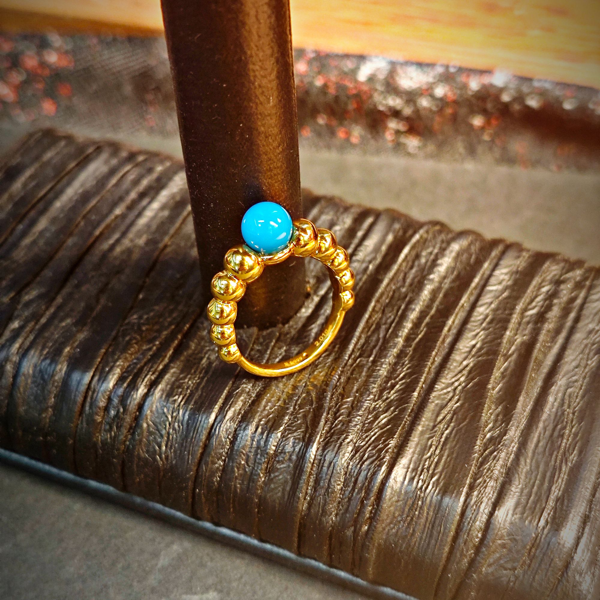 周帝王黄金戒指通戴时尚绿松松复古古风经典潮流个性简约足金戒指