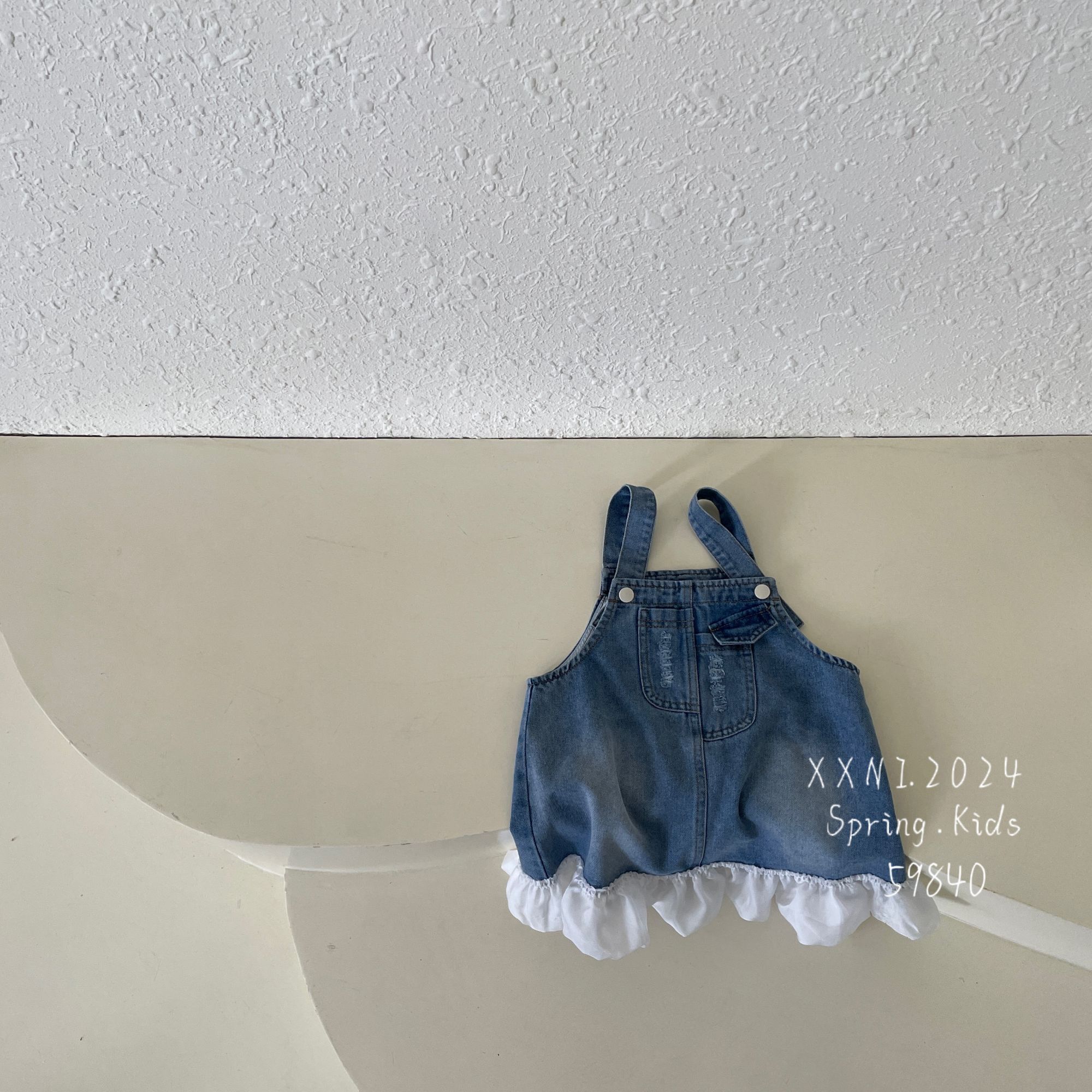 小熊妮   女童牛仔背带裙连衣裙韩版时髦洋气百搭拼纱裙子59840