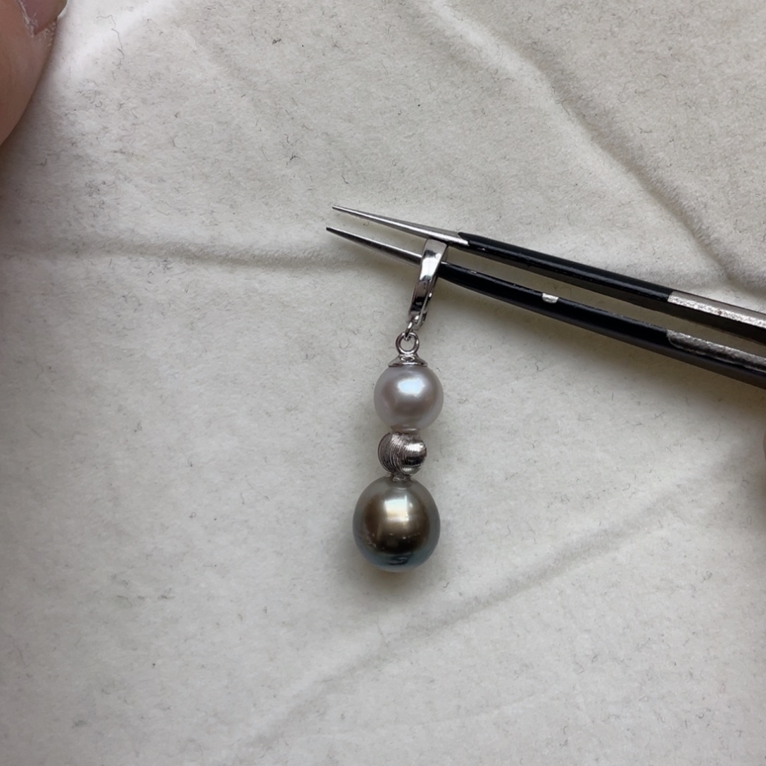 吊坠(不含链)银S925镶嵌海水珍珠