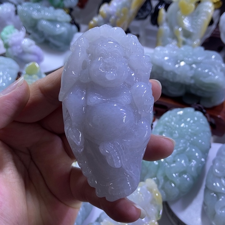 翡翠未镶嵌把件笑口常开