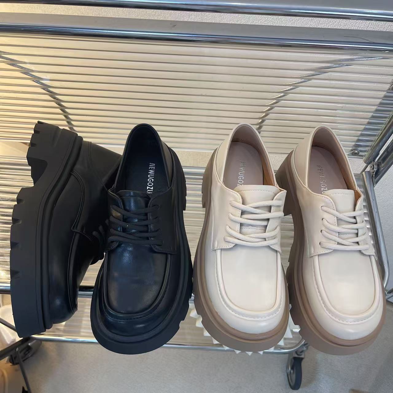 休闲厚底鞋带2025乐福鞋增高显瘦