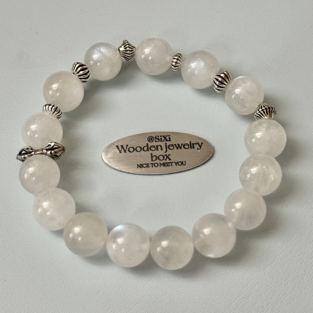 925银手链 斯里兰卡蓝月光10-11mm