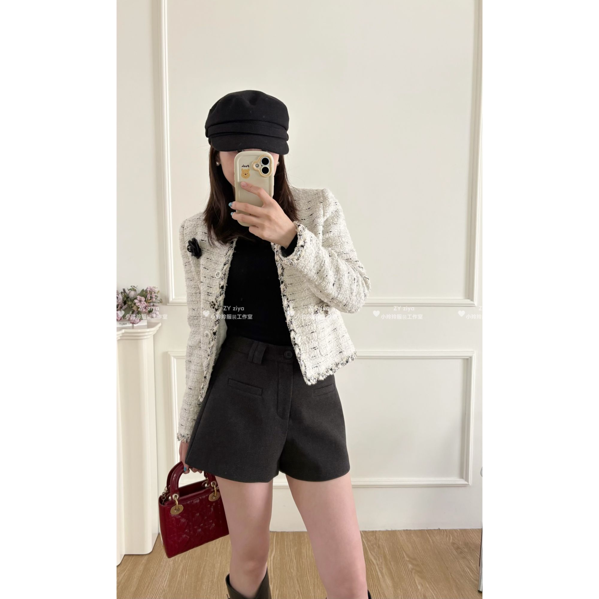 经典百搭显瘦呢料短裤99339