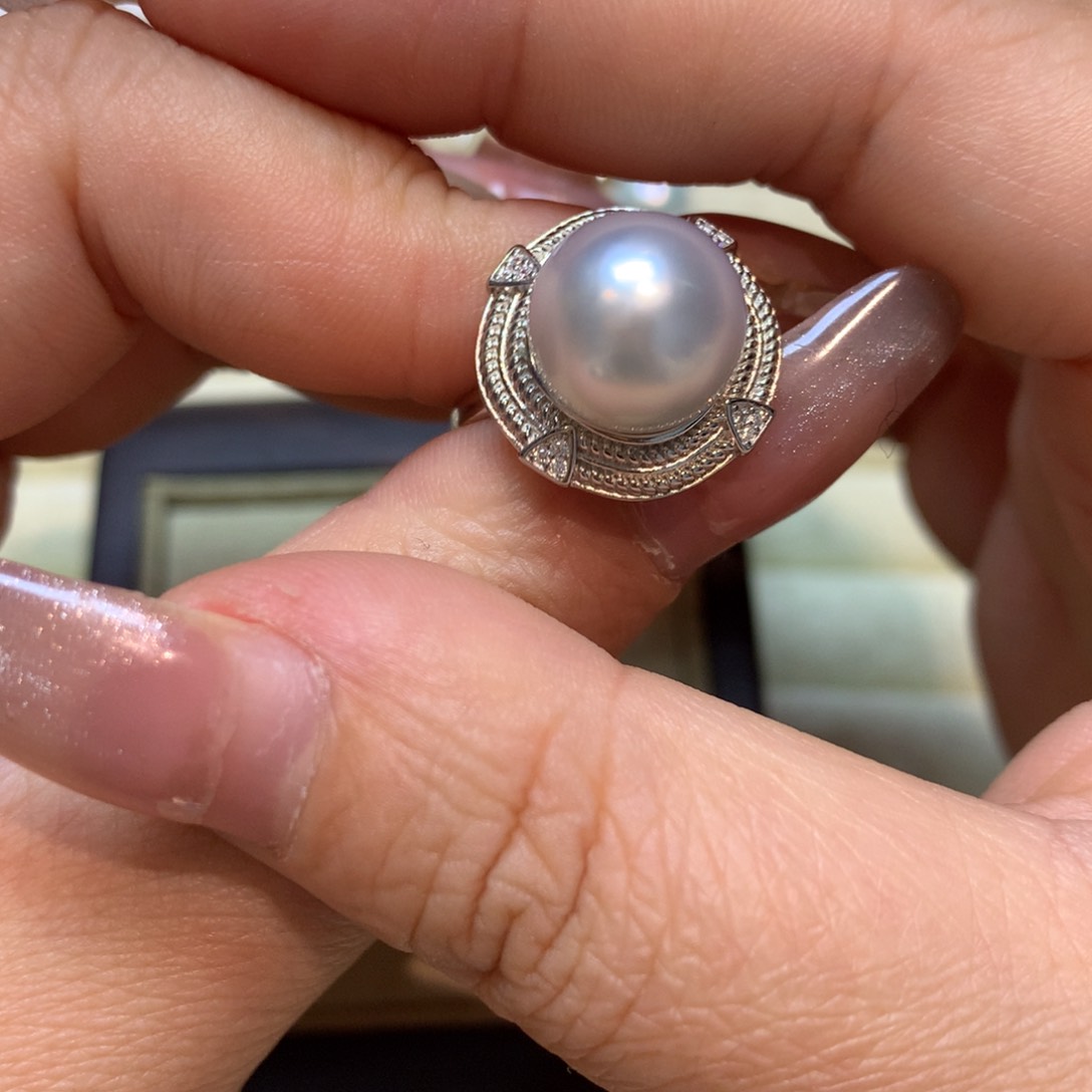 海水珍珠戒指银S925镶嵌