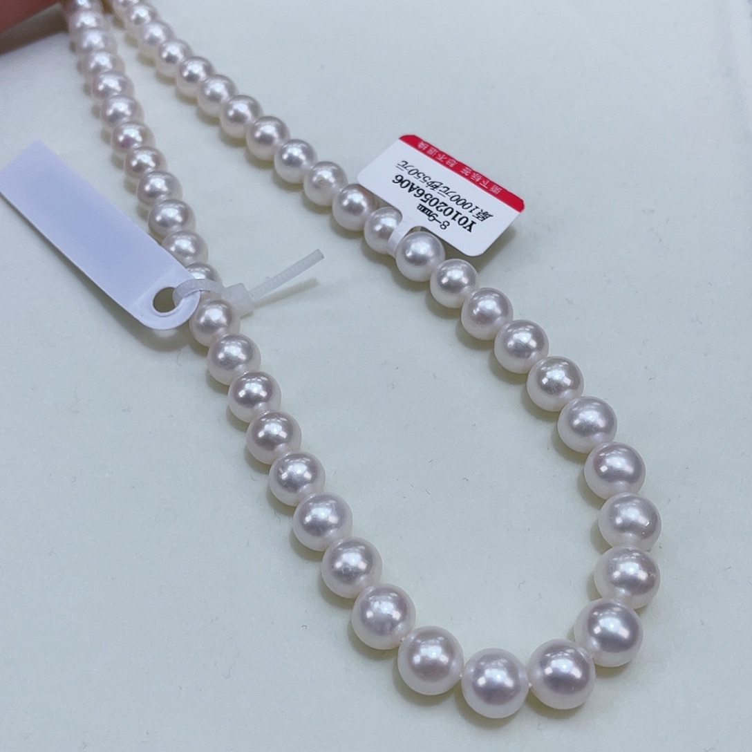 淡水珍珠8左右正圆镜面冷白银S925镶嵌