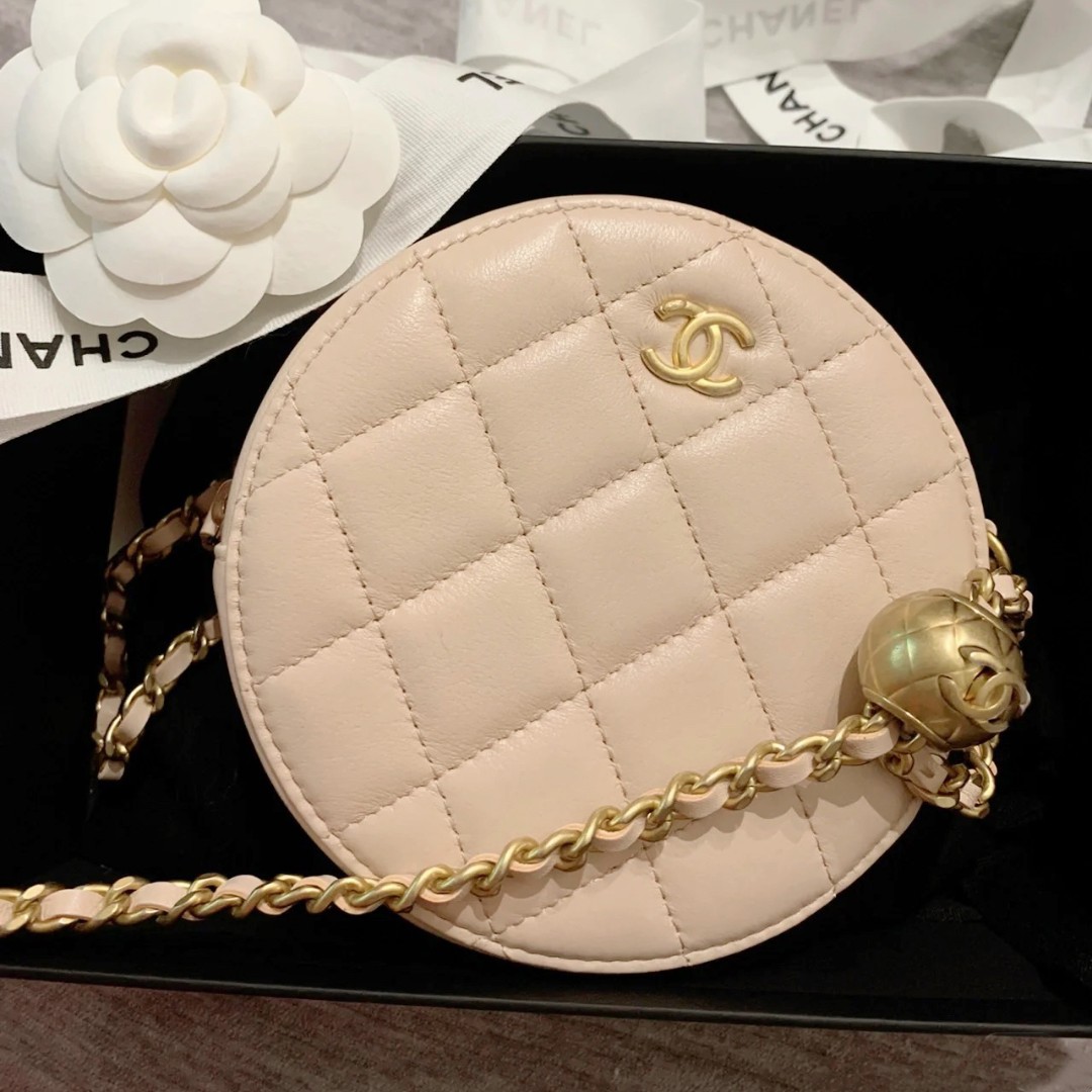 95新 Chanel/香奈儿 GGS萌萌丨金球圆饼粉色金扣31开/68620202