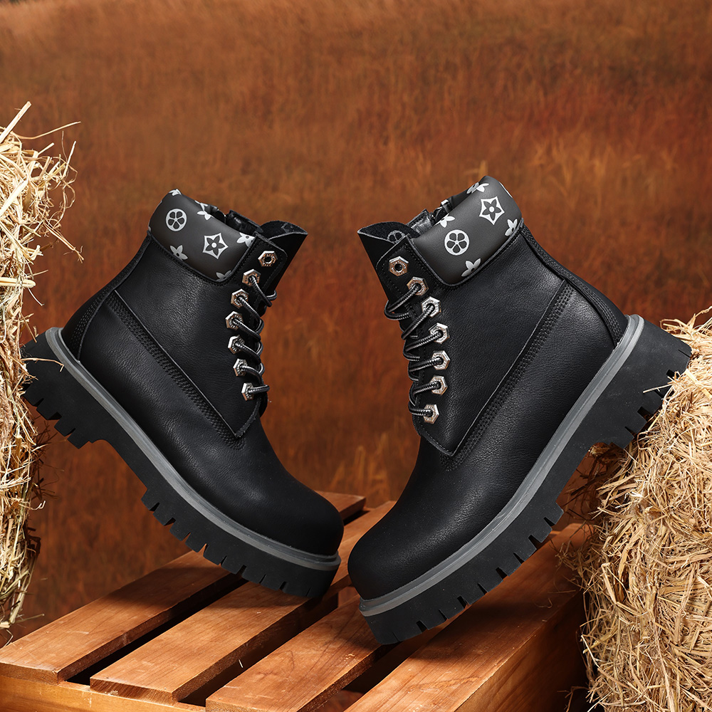 群狼·世家7cm隐形增高男士马丁靴秋季百搭增高鞋休闲时尚厚底男靴