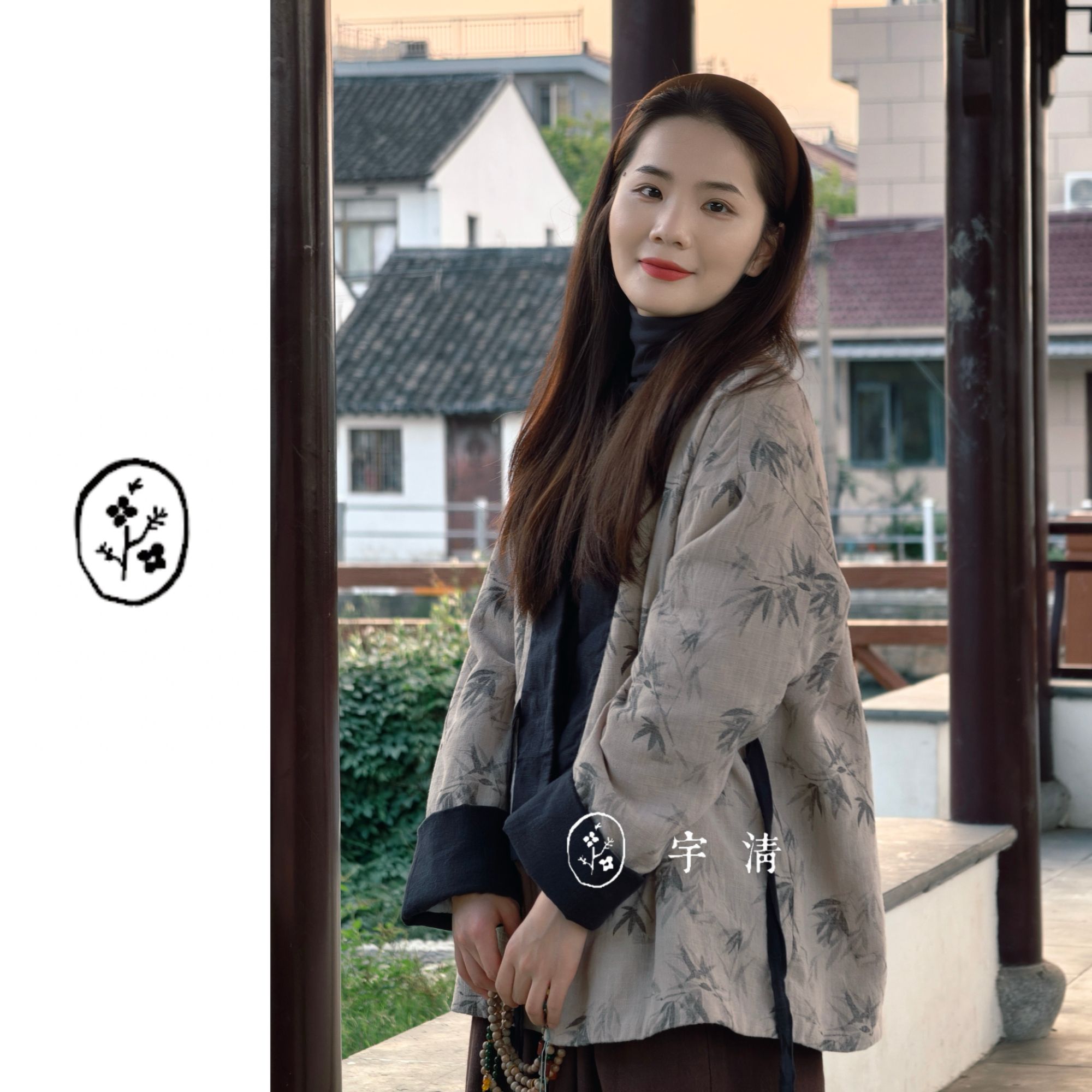 [墨竹汉服棉袄] 新中式冬季印花松弛慵懒亚麻交领汉服棉服