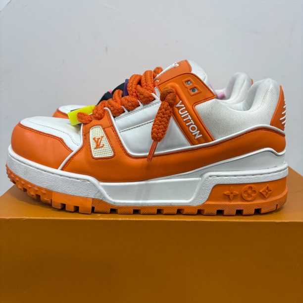 99新 LouisVuitton/路易威登 43.5码 trainer 白橙胖丁 时尚板鞋
