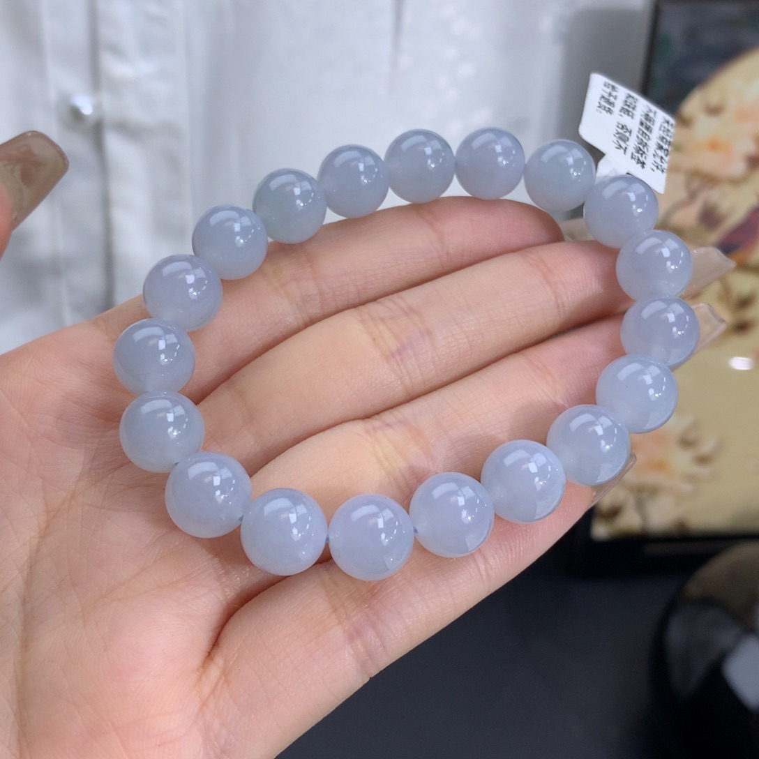 翡翠手链未镶嵌卡10冰润胶天空蓝