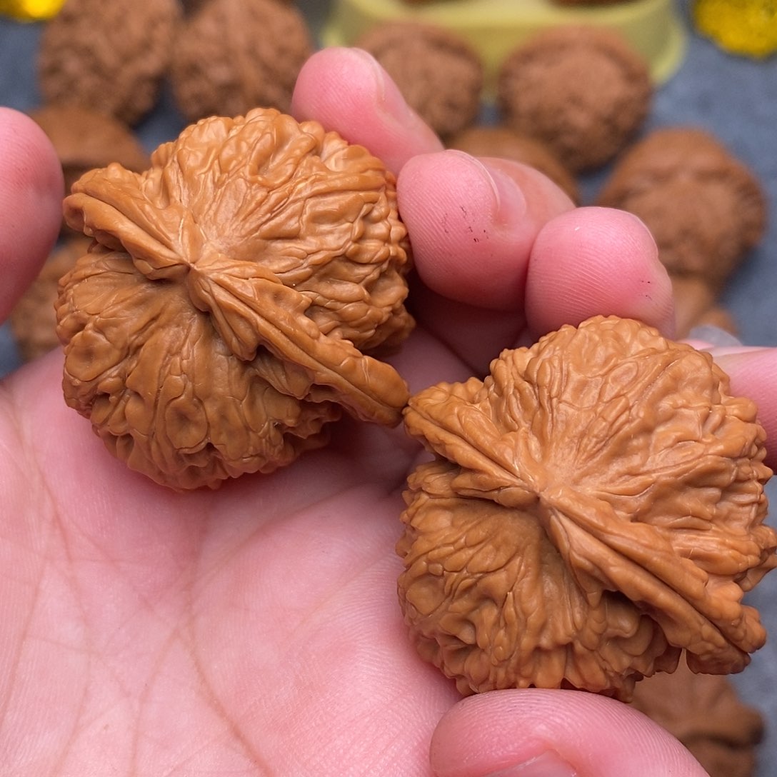 文玩核桃把件41全品绝配三角白狮子