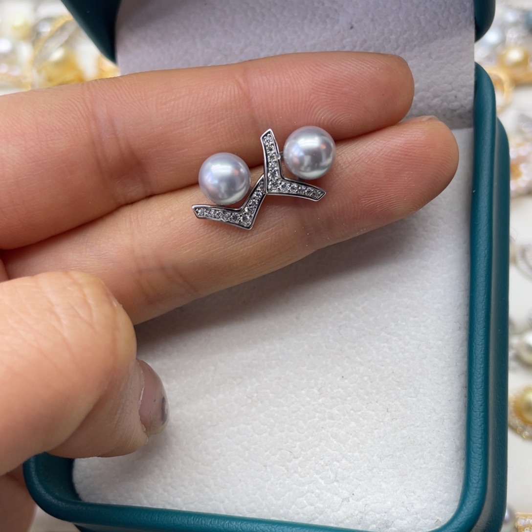 海水珍珠耳饰银S925镶嵌