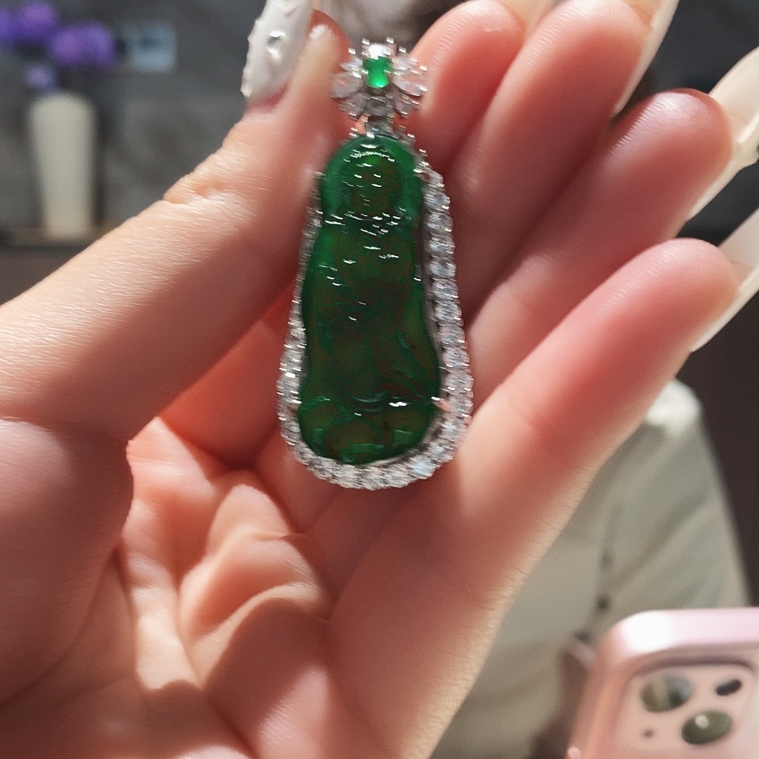 颈饰银S925镶嵌翡翠镶嵌翡翠A货