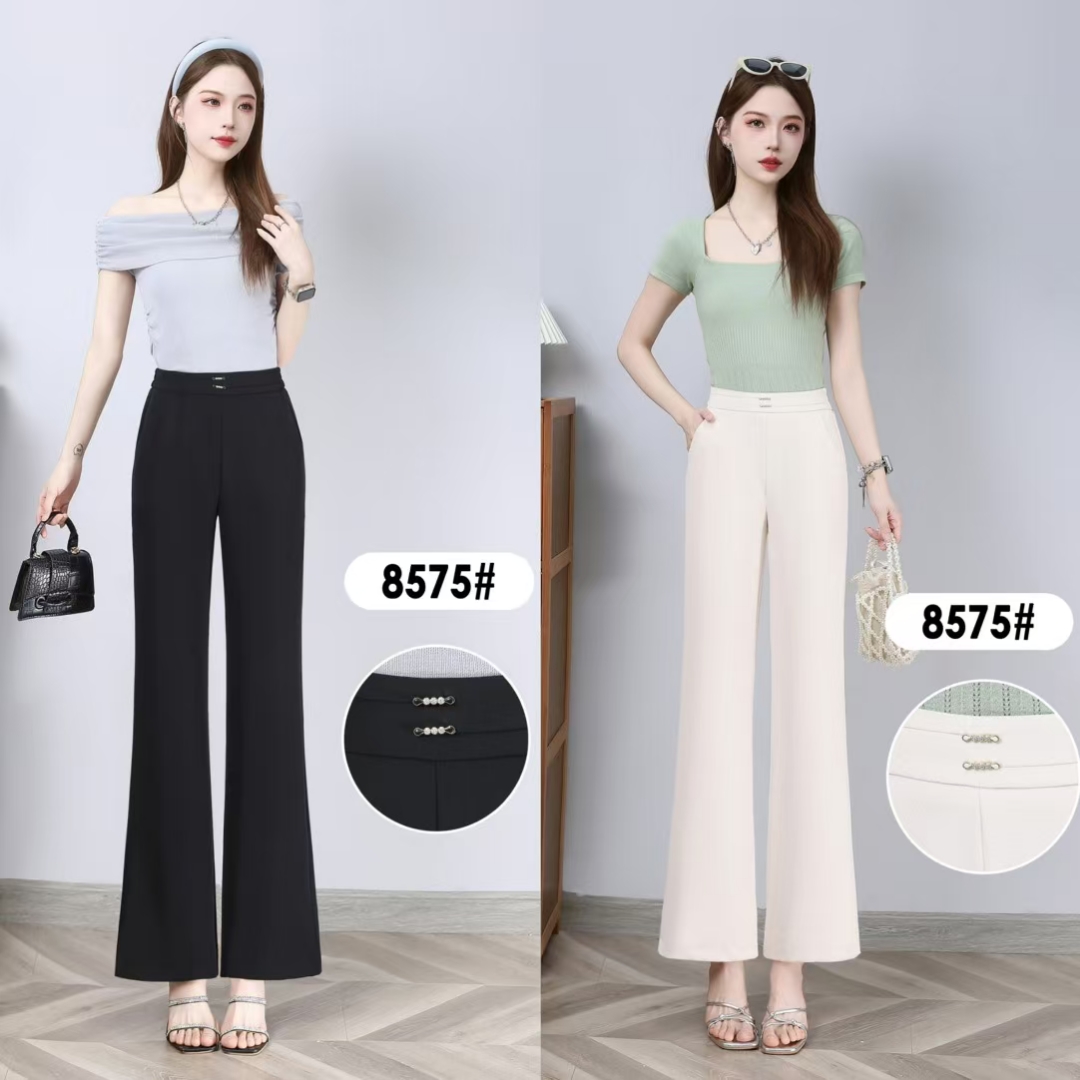 8575高腰夏季薄款休闲裤微喇裤显瘦