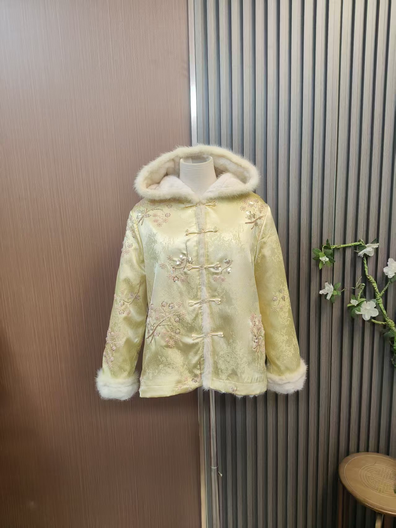 【林下风至】水貂毛冬季新款外套新中式香云纱上衣时尚百搭双面穿