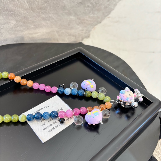 铜合金仿水晶项链 彩虹zz娃娃项链XL2710