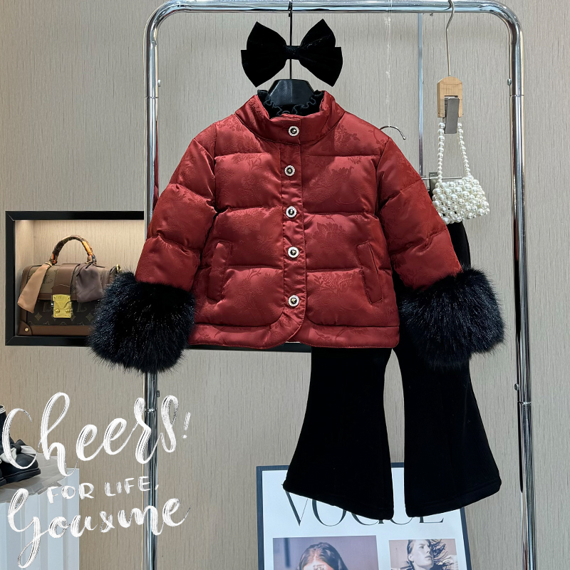 【现货】女童冬装国风棉服外套新款冬季加绒加厚女孩气质洋气棉衣