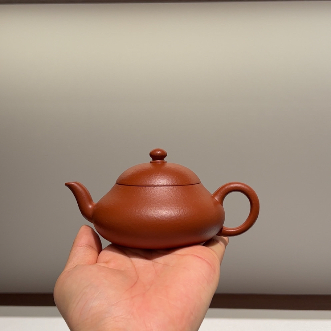 梨壶紫砂壶，黄龙山生砂生料朱泥，130cc，全手工制作杨才东