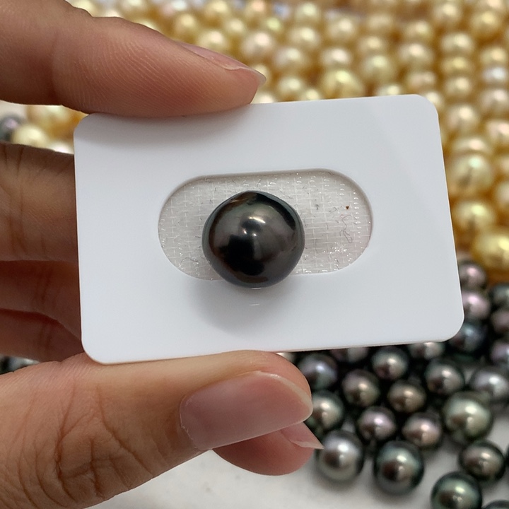 裸珠海水珍珠大溪地微巴12.9m辣色