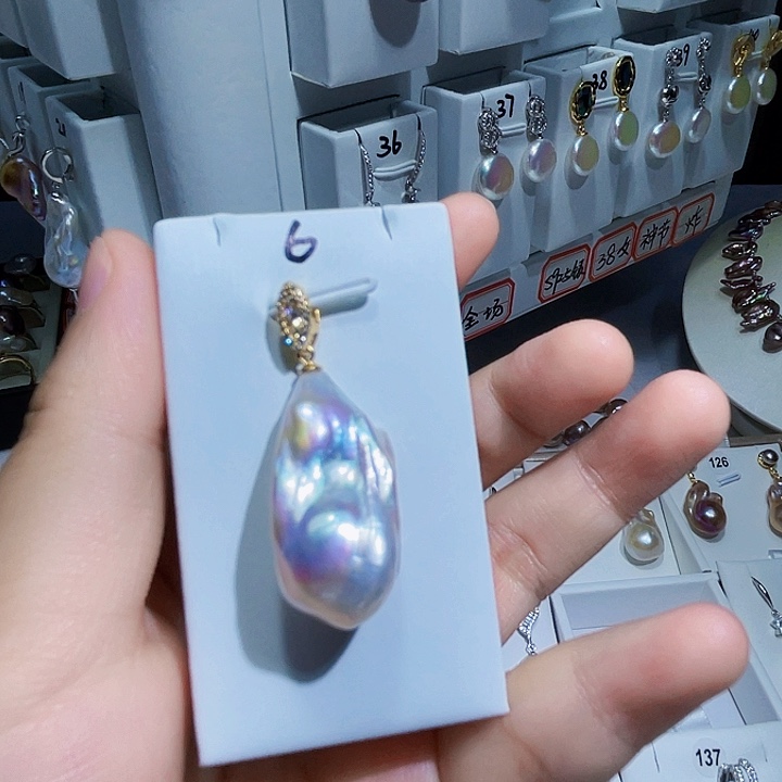 淡水珍珠吊坠(不含链)银S925镶嵌A***a