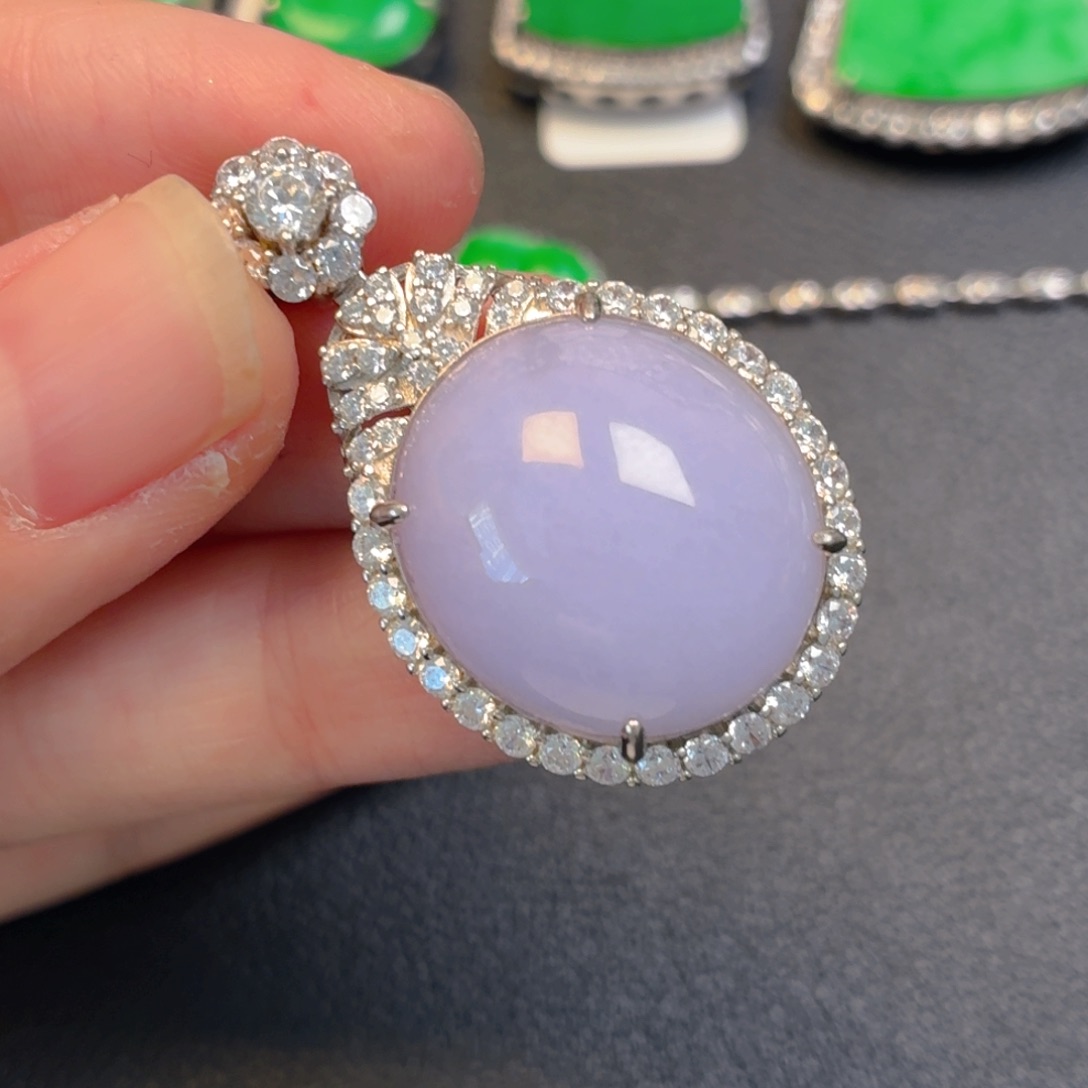 翡翠银S925镶嵌吊坠(不含链)