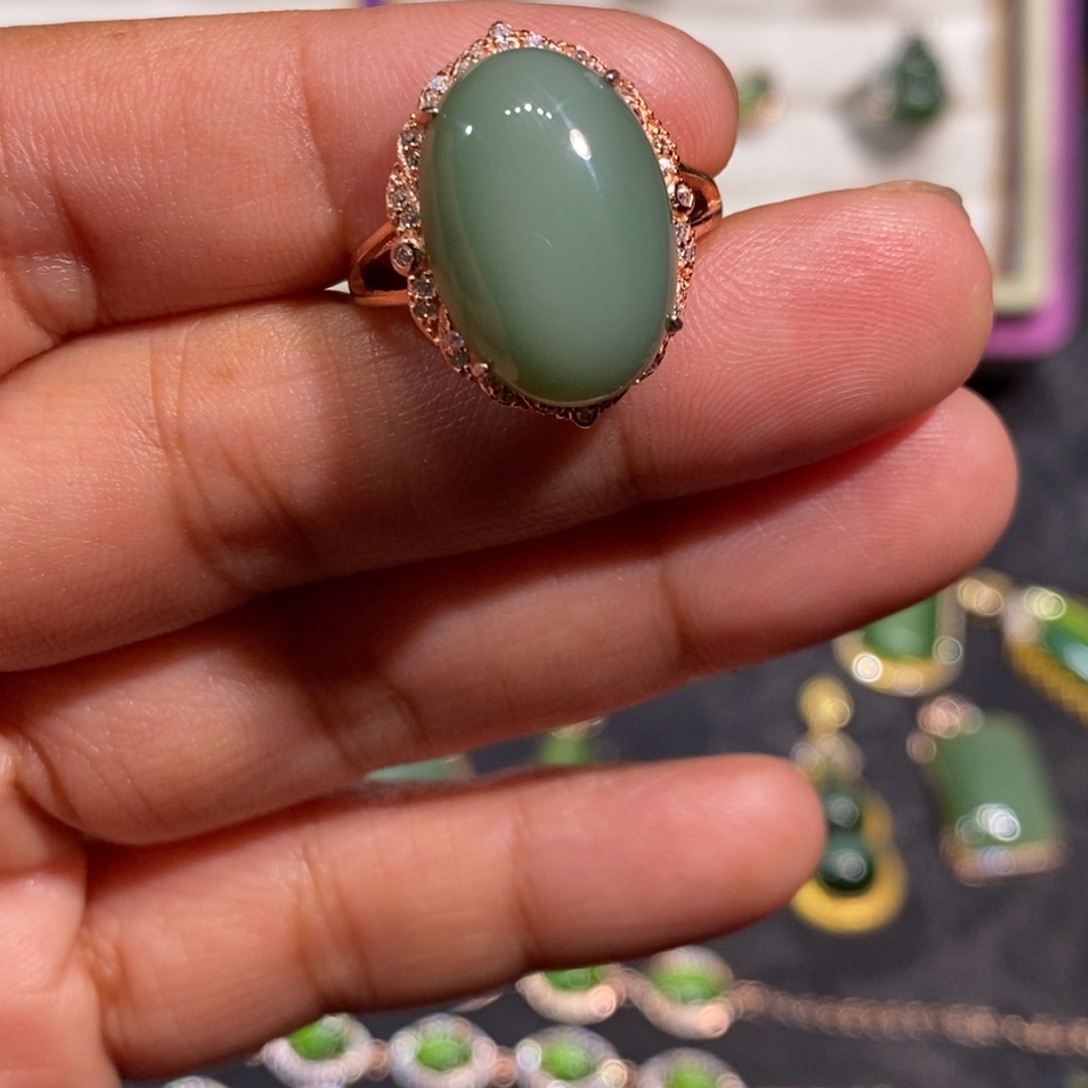 和田玉（碧玉）颈饰银S925镶嵌