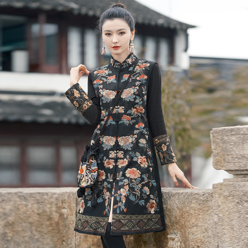 [WYZAKING]【婉兮清扬】新中式重工刺绣中长款坎肩马甲外套